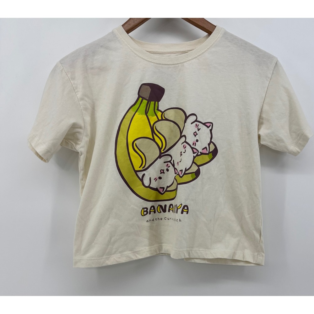 Bananya Girls XL T-Shirt Cream Graphic Anime Cropped